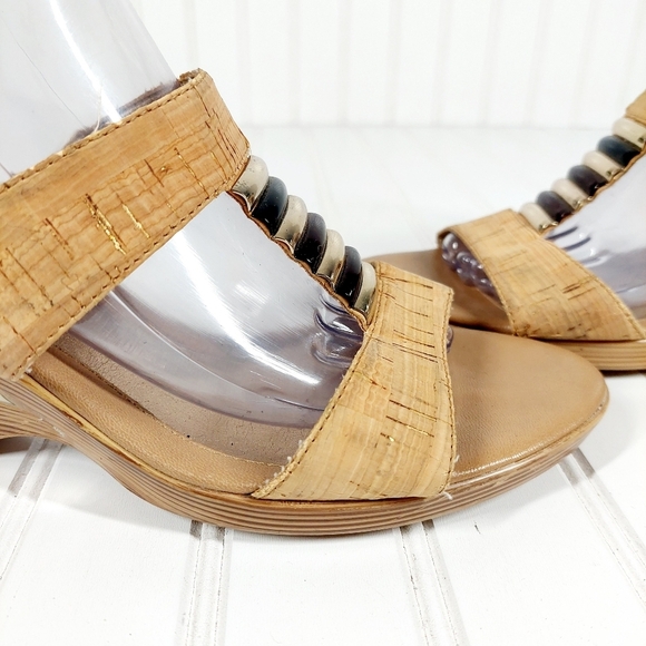 SOFFT Wedge Cork Tan Gold Accents Ultra Comfy Slip On Slide Sandals A429 - Picture 10 of 14